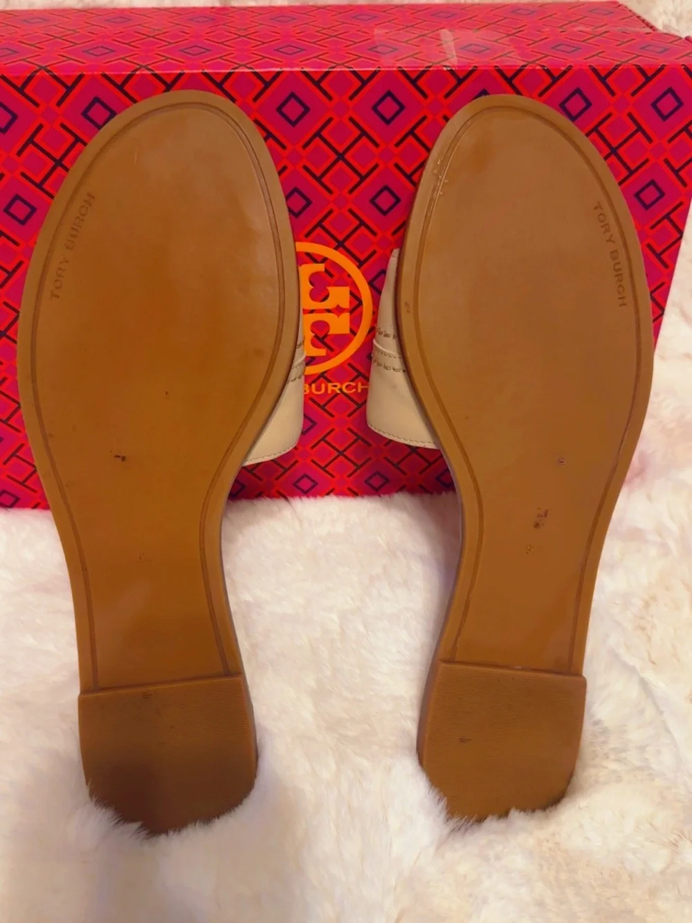 Tory Burch Nude/Beige Miller Crystal Logo Slide Sandals
